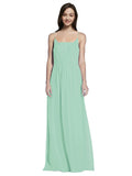 Long A-Line Spaghetti Straps Sleeveless Mint Green Chiffon Bridesmaid Dress Owen