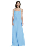 Long A-Line Spaghetti Straps Sleeveless Periwinkle Chiffon Bridesmaid Dress Owen