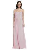 Long A-Line Spaghetti Straps Sleeveless Primrose Chiffon Bridesmaid Dress Owen