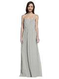 Long A-Line Spaghetti Straps Sleeveless Silver Chiffon Bridesmaid Dress Owen