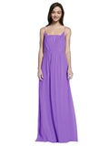 Long A-Line Spaghetti Straps Sleeveless Tahiti Chiffon Bridesmaid Dress Owen