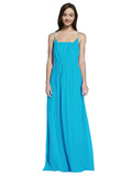 Long A-Line Spaghetti Straps Sleeveless Turquoise Chiffon Bridesmaid Dress Owen