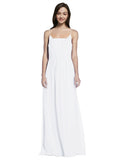 Long A-Line Spaghetti Straps Sleeveless White Chiffon Bridesmaid Dress Owen