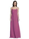 Long A-Line Spaghetti Straps Sleeveless Wild Berry Chiffon Bridesmaid Dress Owen