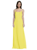 Long A-Line Spaghetti Straps Sleeveless Yellow Chiffon Bridesmaid Dress Owen