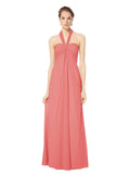 Long Empire Halter Sleeveless Desert Rose Chiffon Bridesmaid Dress Kennedy