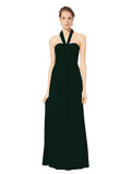 Long Empire Halter Sleeveless Ever Green Chiffon Bridesmaid Dress Kennedy