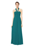 Long Empire Halter Sleeveless Hunter Chiffon Bridesmaid Dress Kennedy