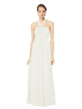 Long Empire Halter Sleeveless Ivory Chiffon Bridesmaid Dress Kennedy