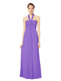 Long Empire Halter Sleeveless Tahiti Chiffon Bridesmaid Dress Kennedy