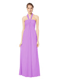 Long Empire Halter Sleeveless Violet Chiffon Bridesmaid Dress Kennedy