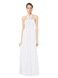 Long Empire Halter Sleeveless White Chiffon Bridesmaid Dress Kennedy