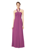 Long Empire Halter Sleeveless Wild Berry Chiffon Bridesmaid Dress Kennedy