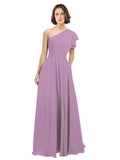 Dark Lavender A-Line One Shoulder Long Bridesmaid Dress Josephine