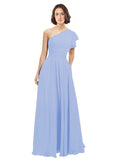 Lavender A-Line One Shoulder Long Bridesmaid Dress Josephine