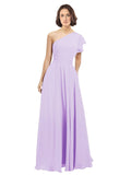 Lilac A-Line One Shoulder Long Bridesmaid Dress Josephine