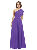 Purple A-Line One Shoulder Long Bridesmaid Dress Josephine