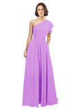 Violet A-Line One Shoulder Long Bridesmaid Dress Josephine