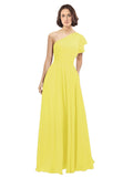 Yellow A-Line One Shoulder Long Bridesmaid Dress Josephine