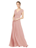 Bliss A-Line V-Neck Sleeveless Long Bridesmaid Dress Faith