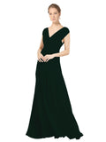 Ever Green A-Line V-Neck Sleeveless Long Bridesmaid Dress Faith