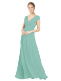 Jade A-Line V-Neck Sleeveless Long Bridesmaid Dress Faith