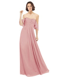 Bliss A-Line Off the Shoulder Off the Shoulder Long Bridesmaid Dress Katherine