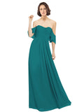 Hunter A-Line Off the Shoulder Off the Shoulder Long Bridesmaid Dress Katherine