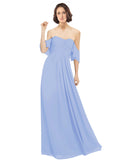 Lavender A-Line Off the Shoulder Off the Shoulder Long Bridesmaid Dress Katherine