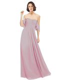 Primrose A-Line Off the Shoulder Off the Shoulder Long Bridesmaid Dress Katherine