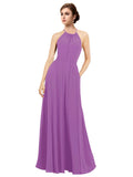 Dahlia A-Line Halter Sleeveless Long Bridesmaid Dress Taylor