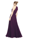 Grape A-Line Halter Sleeveless Long Bridesmaid Dress Taylor