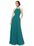 Hunter A-Line Halter Sleeveless Long Bridesmaid Dress Taylor