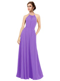 Tahiti A-Line Halter Sleeveless Long Bridesmaid Dress Taylor