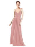 Bliss A-Line V-Neck Spaghetti Straps Long Bridesmaid Dress Hadley