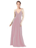 Primrose A-Line V-Neck Spaghetti Straps Long Bridesmaid Dress Hadley