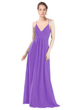 Tahiti A-Line V-Neck Spaghetti Straps Long Bridesmaid Dress Hadley