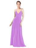 Violet A-Line V-Neck Spaghetti Straps Long Bridesmaid Dress Hadley