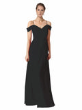 Black A-Line Sweetheart Off the Shoulder Long Bridesmaid Dress Alyssa