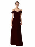 Burgundy Gold A-Line Sweetheart Off the Shoulder Long Bridesmaid Dress Alyssa