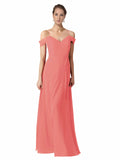 Desert Rose A-Line Sweetheart Off the Shoulder Long Bridesmaid Dress Alyssa