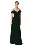 Ever Green A-Line Sweetheart Off the Shoulder Long Bridesmaid Dress Alyssa