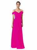 Fuchsia A-Line Sweetheart Off the Shoulder Long Bridesmaid Dress Alyssa