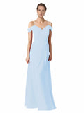 Light Sky Blue A-Line Sweetheart Off the Shoulder Long Bridesmaid Dress Alyssa