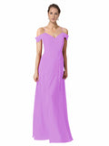 Violet A-Line Sweetheart Off the Shoulder Long Bridesmaid Dress Alyssa