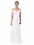 White A-Line Sweetheart Off the Shoulder Long Bridesmaid Dress Alyssa