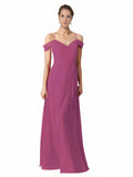 Wild Berry A-Line Sweetheart Off the Shoulder Long Bridesmaid Dress Alyssa