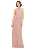 Bliss A-Line Jewel Sleeveless Long Bridesmaid Dress Ariel