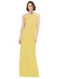 Daffodil A-Line Jewel Sleeveless Long Bridesmaid Dress Ariel