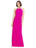 Fuchsia A-Line Jewel Sleeveless Long Bridesmaid Dress Ariel